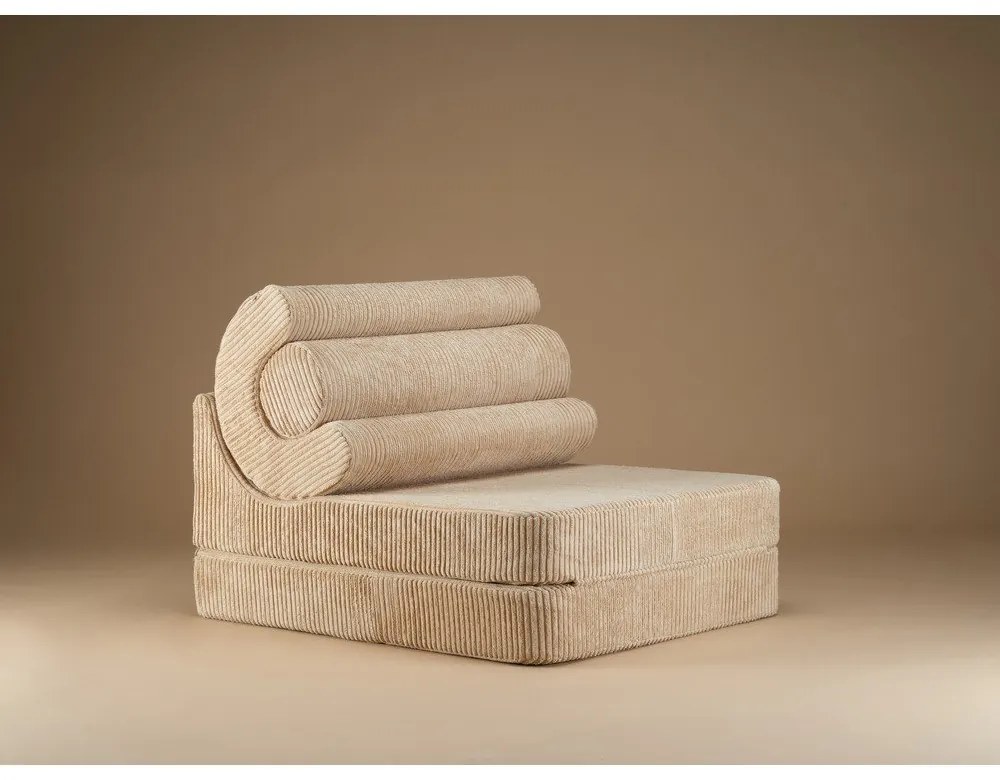 Poltrona per bambini marrone chiaro con rivestimento in velluto a coste Flipster – Wigiwama