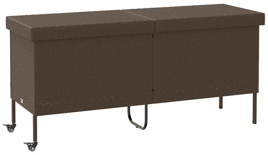 Contenitore Da Giardino Con Ruote Marrone Polyrattan /