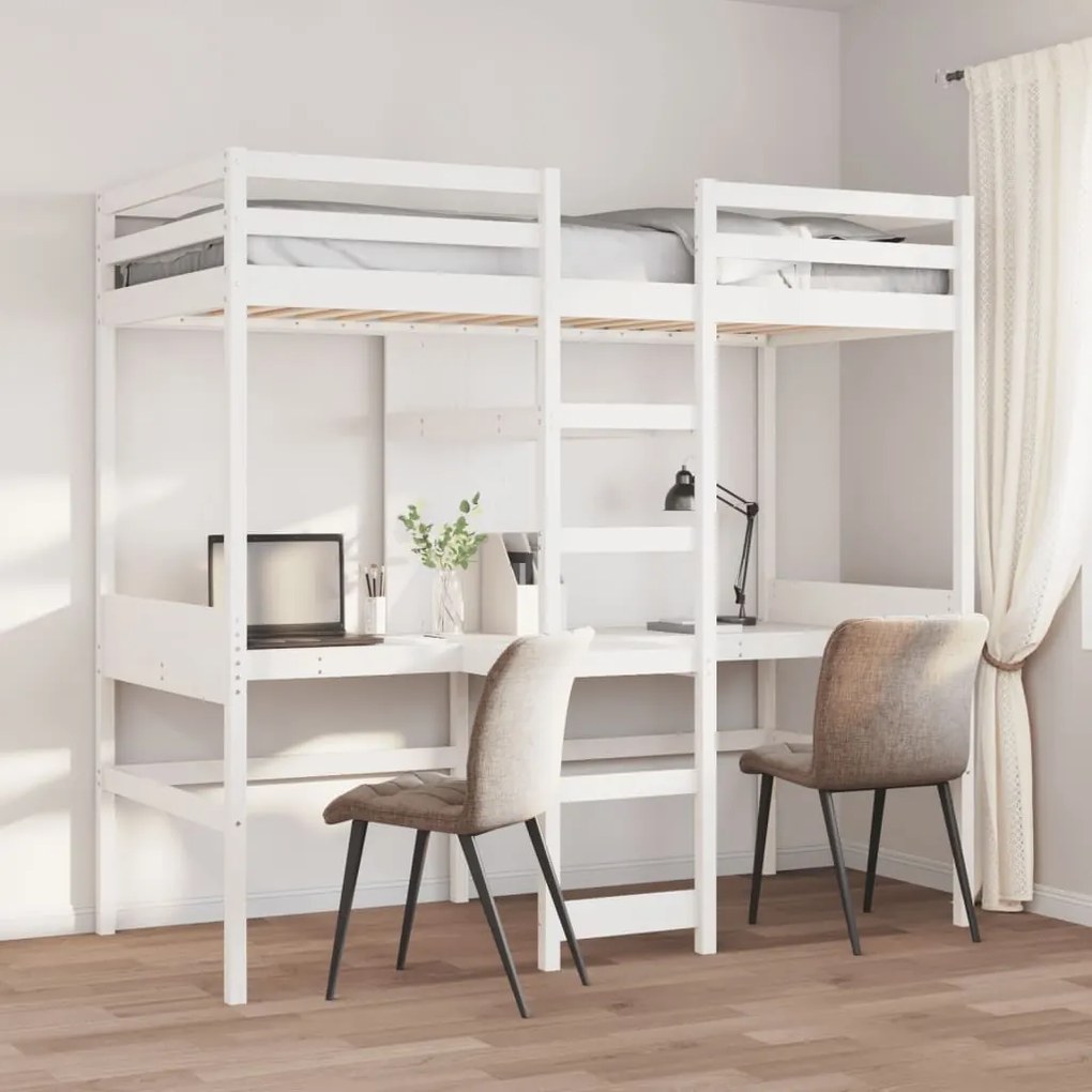 Giroletto Soppalco Senza Materasso Bianco 90x190cm Legno Pino /