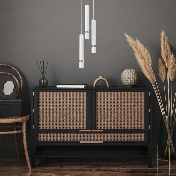 Lampadario a sospensione con filo JOKER 3xGU10/8W/230V bianco/cromo lucido