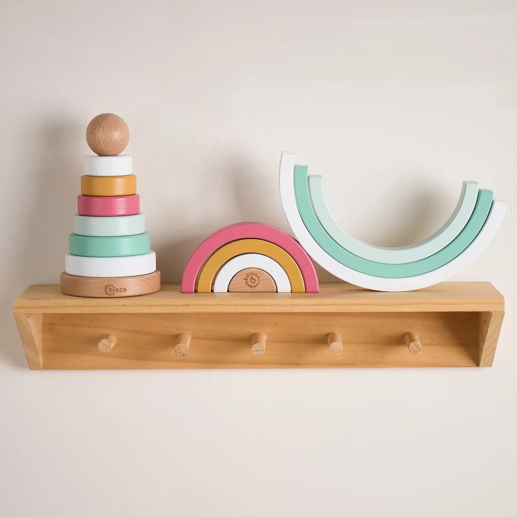 Bieco - Arcobaleno impilabile in legno - berry