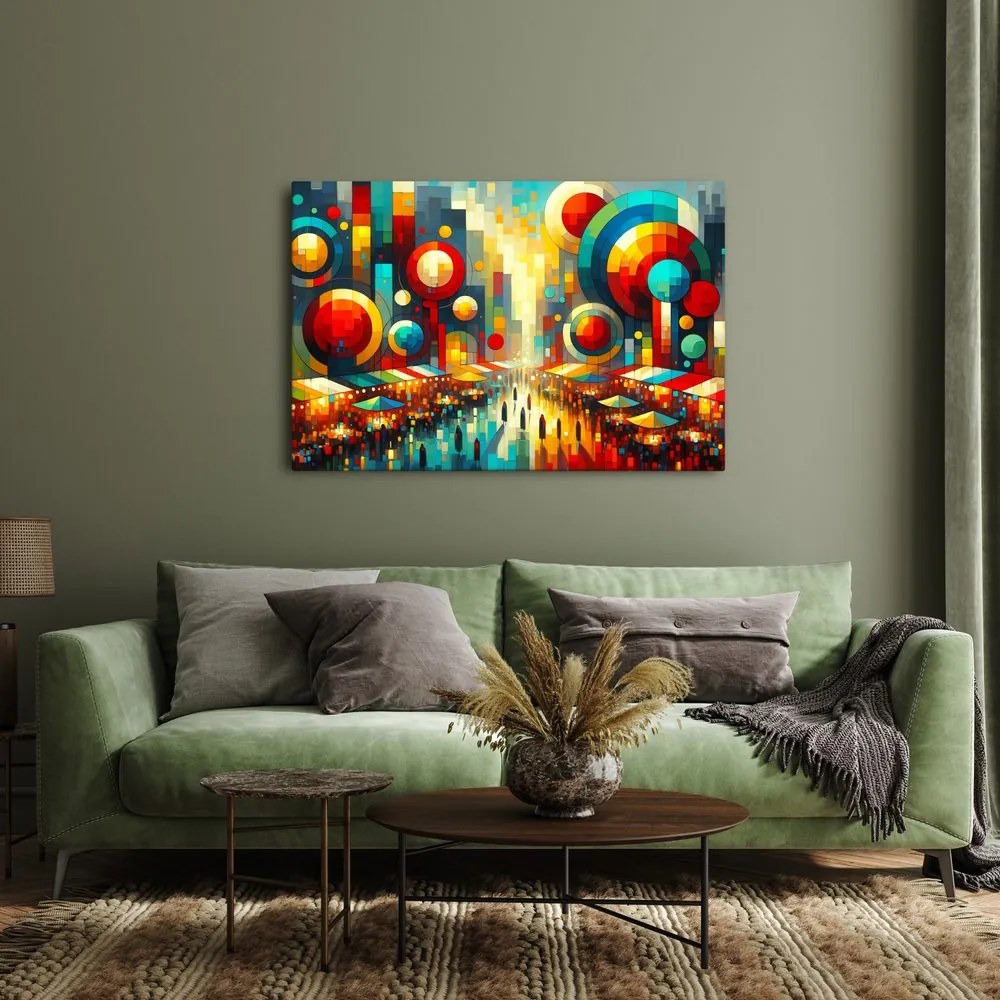 Quadro su tela – Città colorata nei cerchi