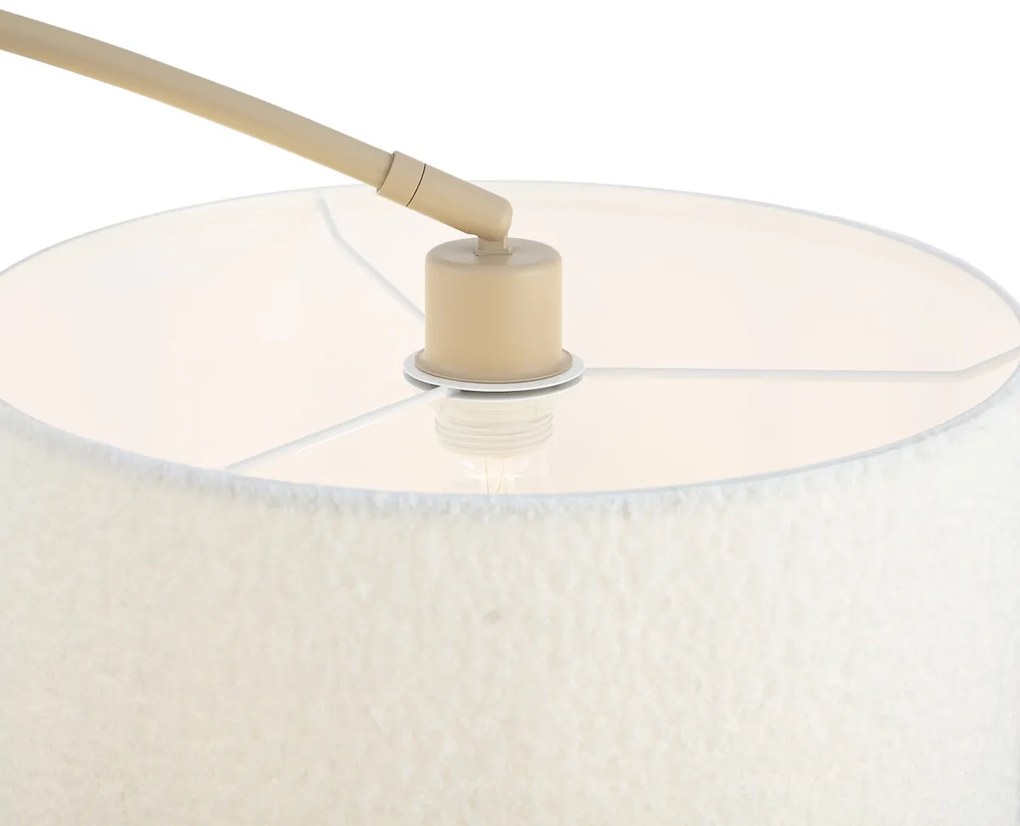 Lampada ad arco moderna beige con paralume in tessuto teddy - Vinossa