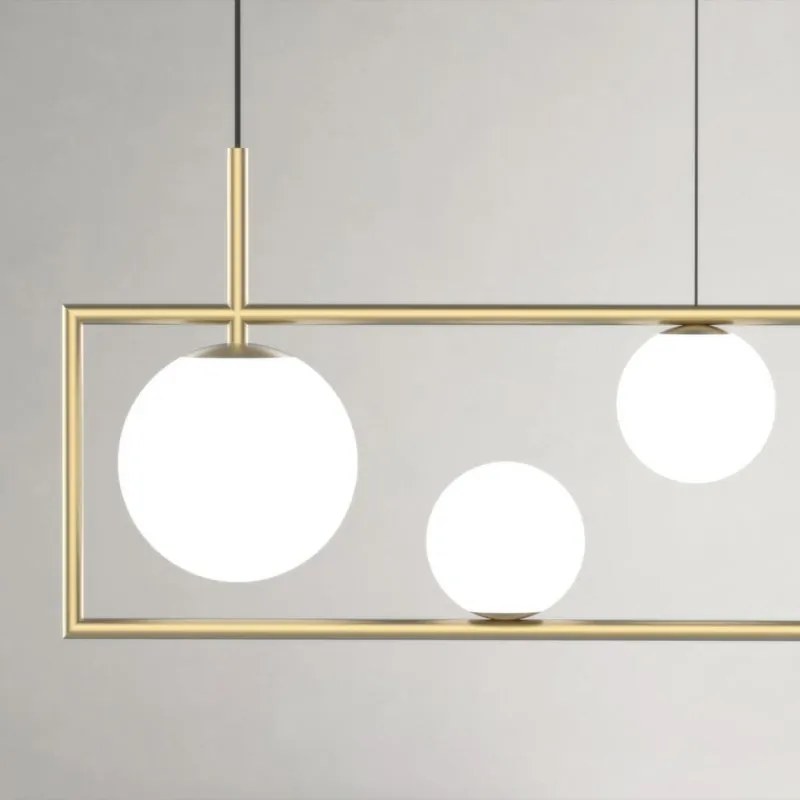 Lampadario Moderno Buble oro paralume bianco 3x E27 MILOOX
