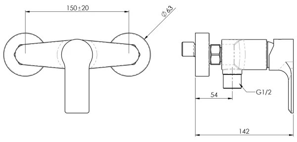 Sapho - Rubinetto doccia PAX cromo lucido