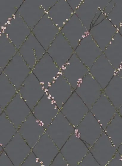 Rebel Walls Carta da parati panoramica Winding Spring - Black