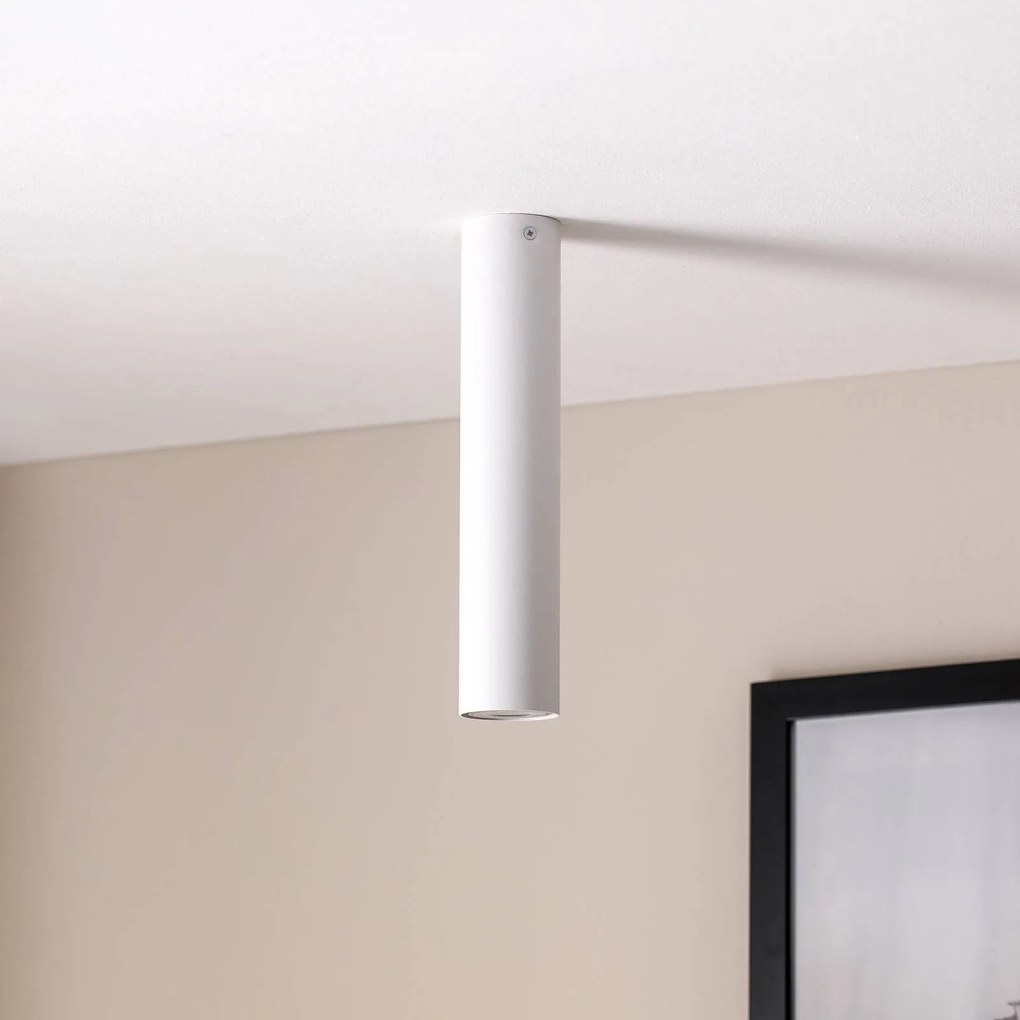 EMIBIG LIGHTING Faretto da soffitto Tecno 1M, acciaio, GU10, altezza 30 cm, bianco