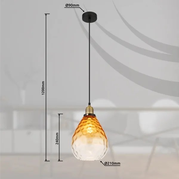 Globo 15786H - Lampadario a sospensione con filo SALVY 1xE27/60W/230V diametro 21 cm arancione
