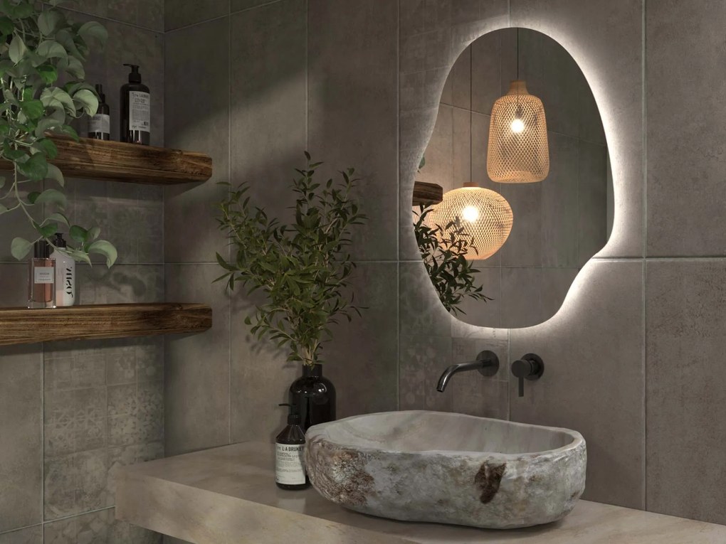Specchio organico LED con illuminazione A37 45x60