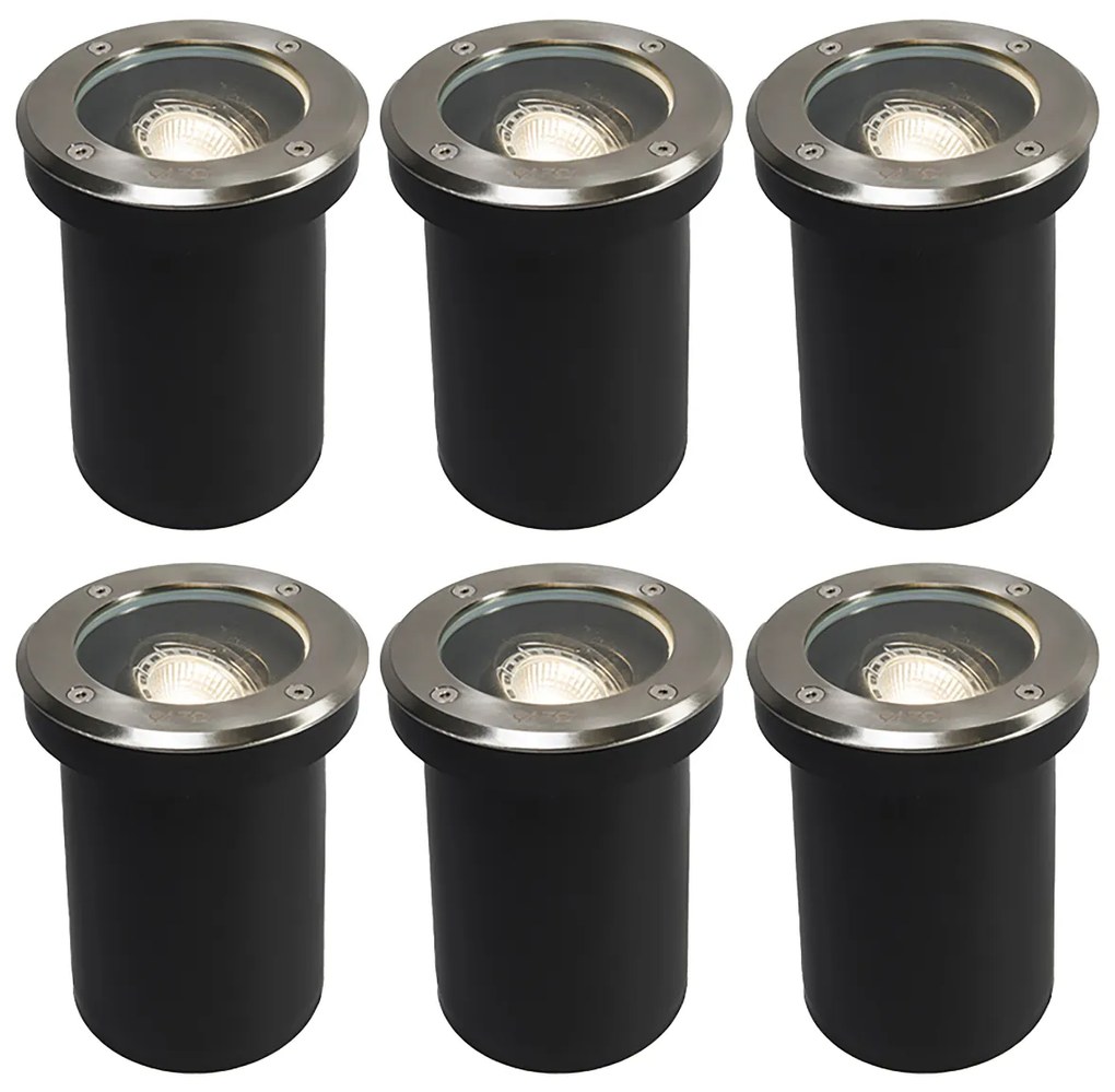 Set di 6 faretti da giardino in acciaio orientabili IP65 - Delux