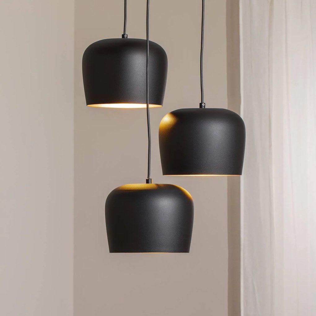Opviq Lampada a sospensione Berceste N-1413, nera, metallo a 3 luci rotonda