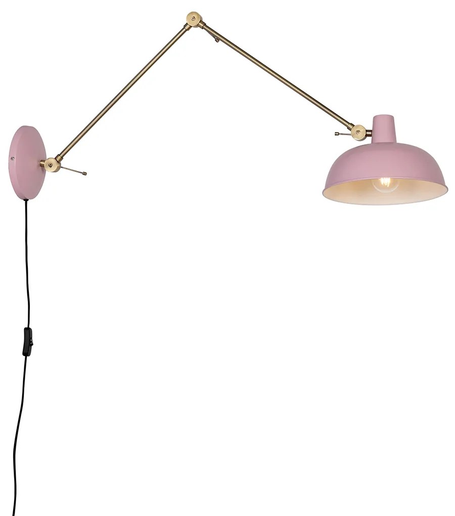 Applique da parete retrò rosa con bronzo - Milou