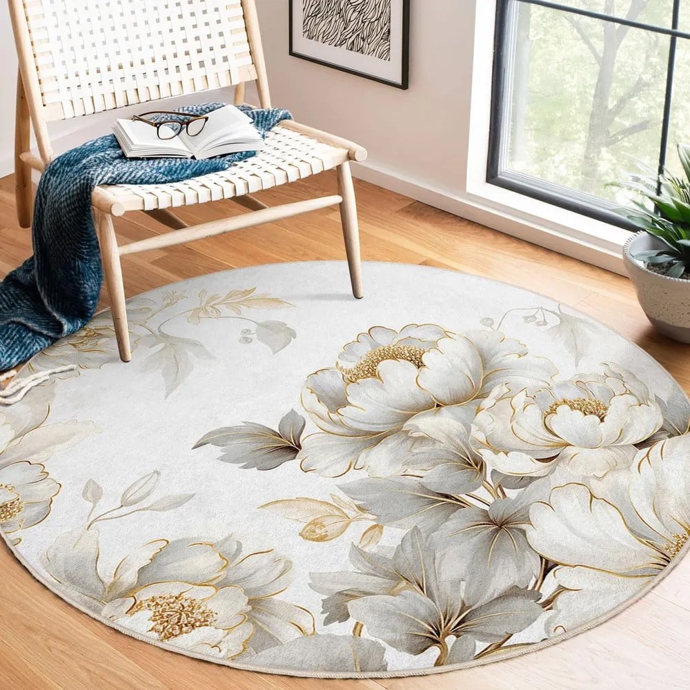 Tappeto rotondo in grigio chiaro/beige lavabile ø 150 cm Soft and Gentle – Mila Home