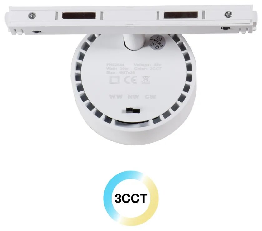 Faro LED 20W Tondo Magnetico, CCT, CRI92, Bianco, 48V - BRIDGELUX LED Colore Bianco Variabile CCT
