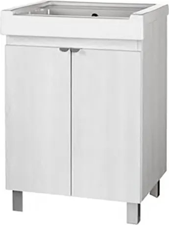 Mobile lavatoio a 2 ante in legno Bianco con vasca in ceramica 60x50 cm