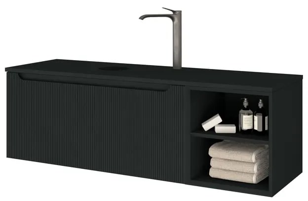 Mobile da bagno sospeso sotto lavabo Madero Kimono L 110.5 x H 46 x P 46 cm grafite cannettato laccato, 1 cassetto