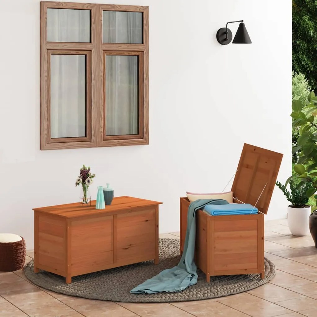 Box Cuscini Da Esterno Marrone 100x50x56cm Legno Massello Abete /