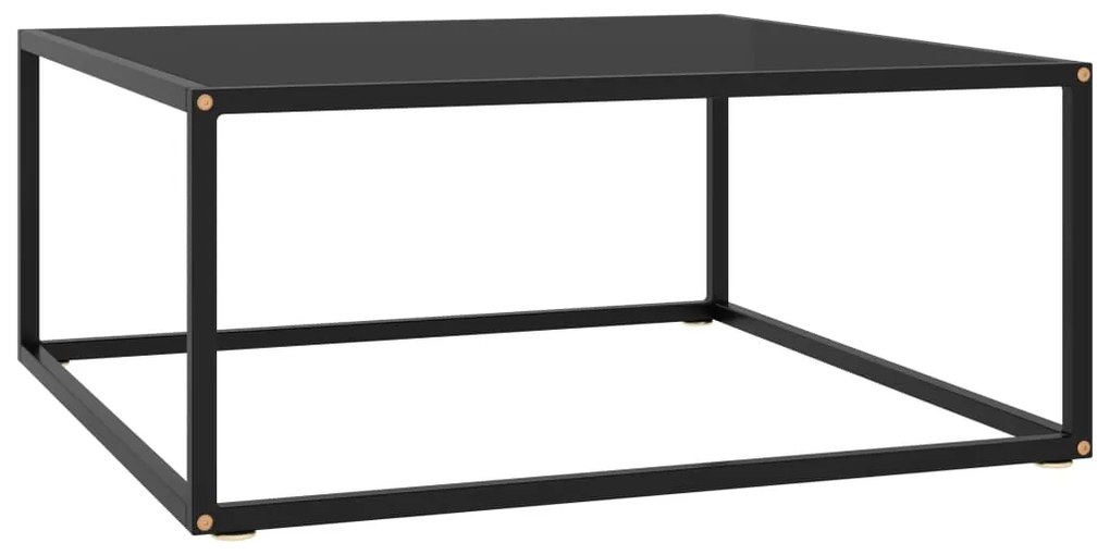 Tavolino Da Salotto Nero Con Vetro Nero 80x80x35 Cm /
