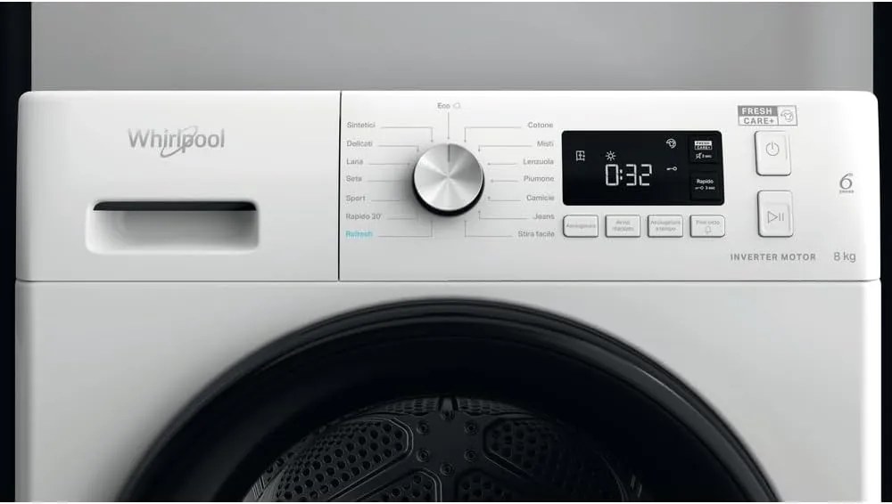 Asciugatrice Whirlpool FFTNM118X3, Pompa di Calore 8kg, A+++, FreshCare+