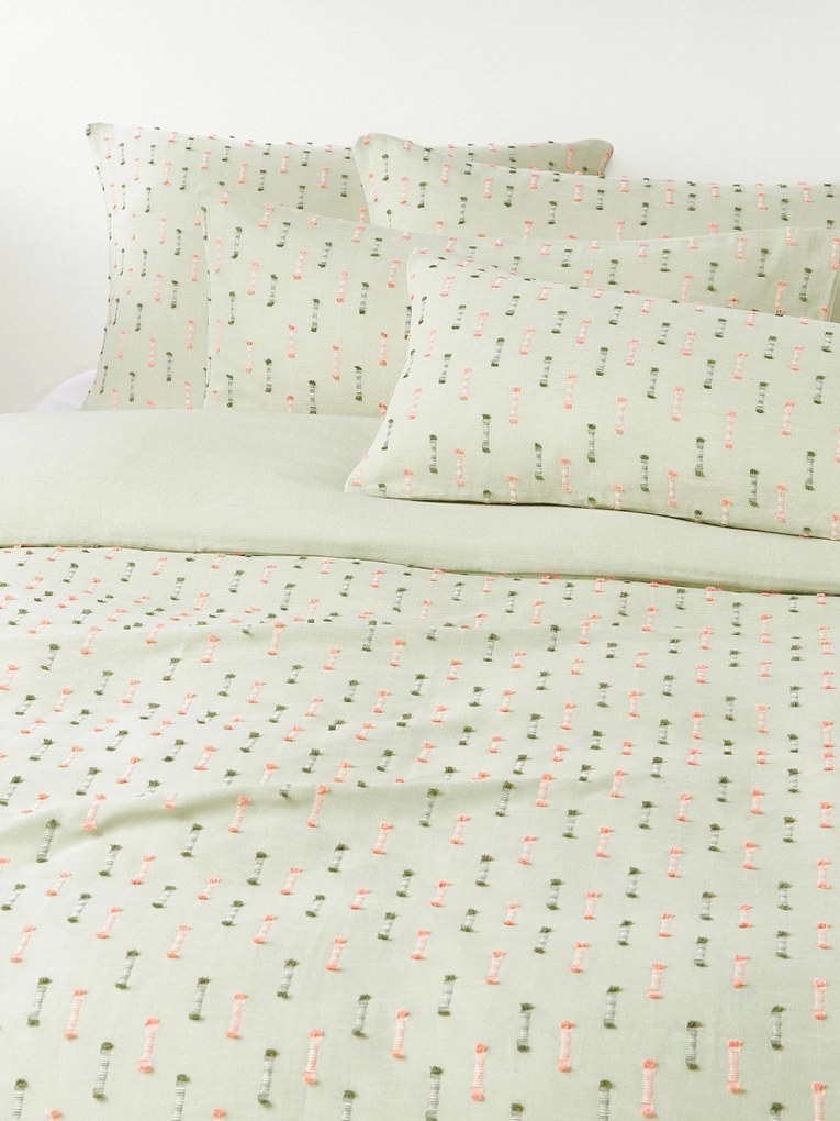 Copripiumino in cotone con frange trapuntate Lenja