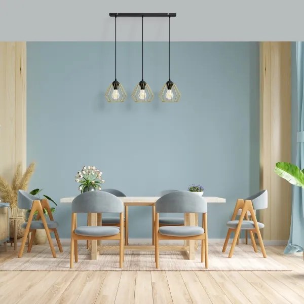 Lampadario a sospensione con filo AGAT 3xE27/15W/230V oro/nero