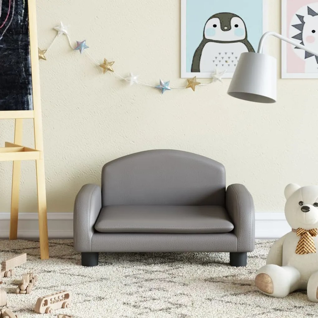 Divano Per Bambini Grigio 50x40x30 Cm İn Similpelle /