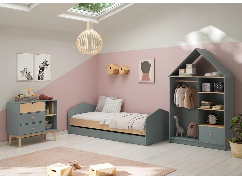 Armadio per bambini verde polveroso a giorno 110x180x45 cm Estefania – Marckeric