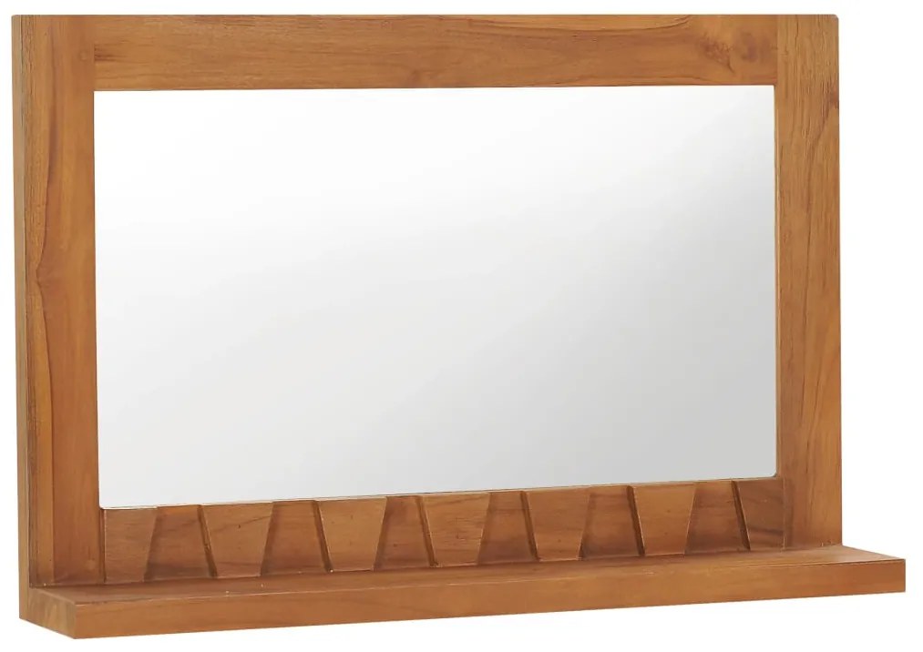 Specchio da Parete con Mensola 60x12x40 cm in Massello di Teak