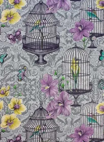 Matthew Williamson Carta da parati Orangery - Dove/ Amethyst/ Lemon