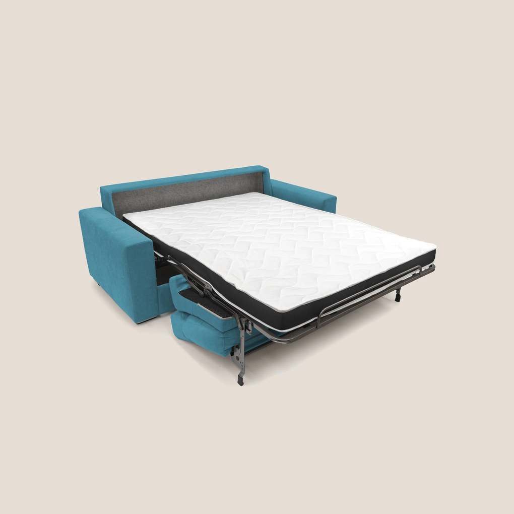 Nikita Divano letto matrimoniale con schienale morbido alto e rivestimento T02 azzurro