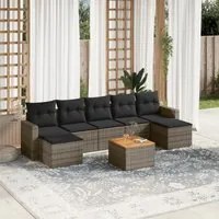 Set Divano da Giardino 8 pz con Cuscini Grigio in Polyrattancod mxl 113518