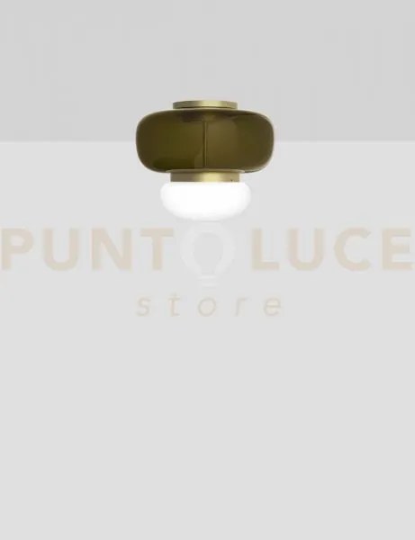 Faro  lampada da soffitto p verde antico bianco ottone verniciato l...