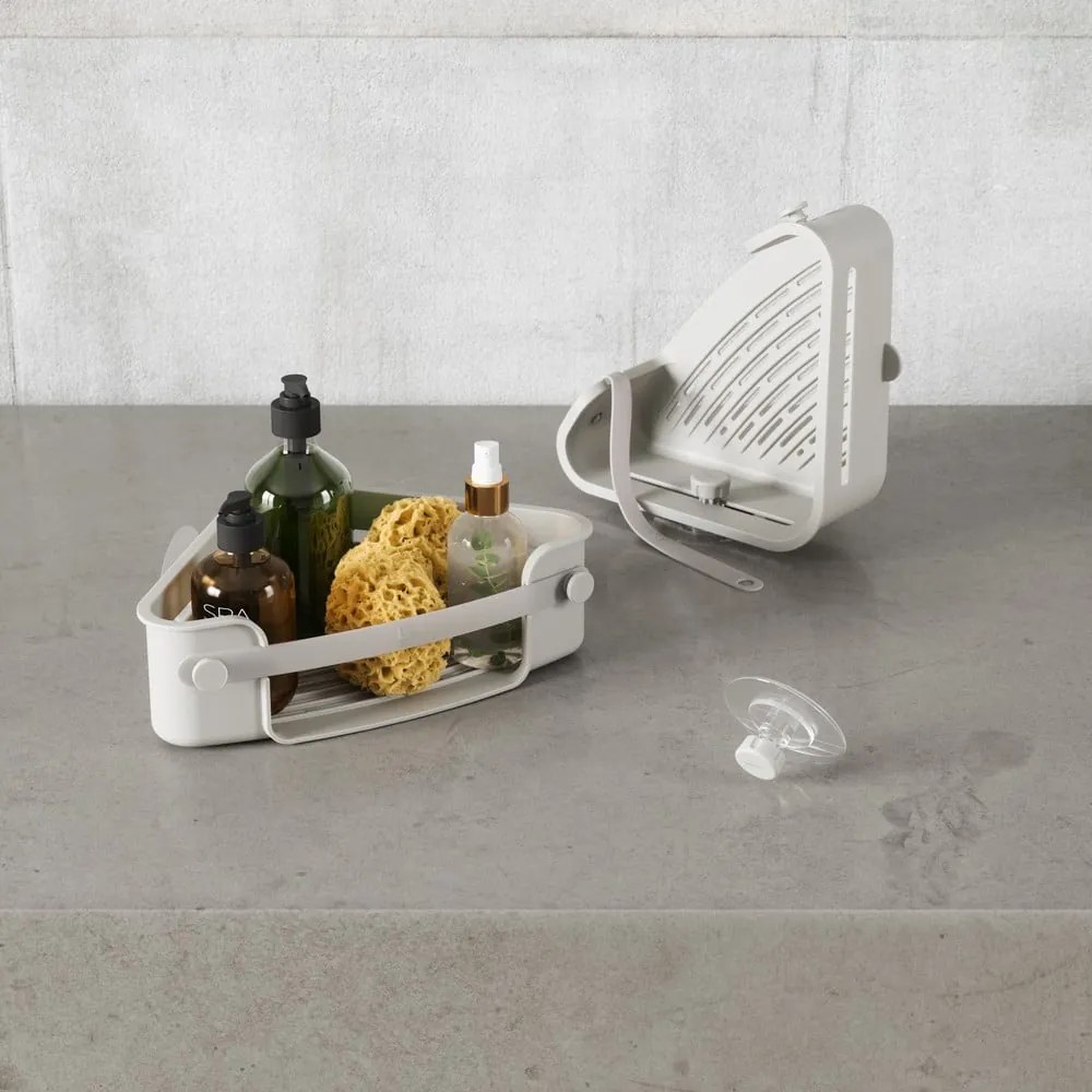 Mensola angolare grigia autoportante per bagno in plastica riciclata Flex Adhesive - Umbra