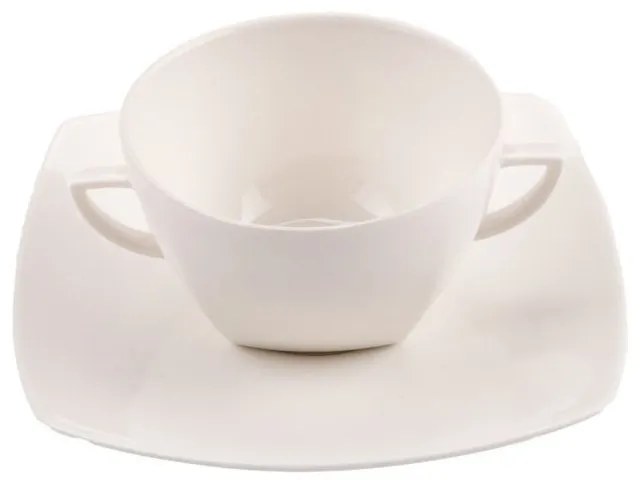 Tazze Colazione con Piattino Asian Square in Porcellana New Bone