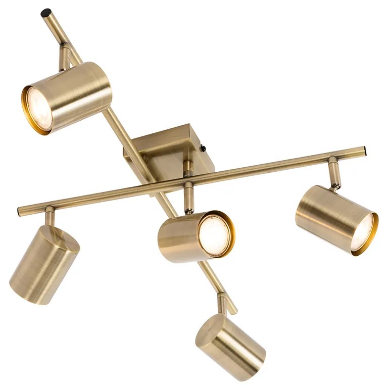 Plafoniera moderna bronzo 5 luci orientabile rettangolare - Jeana