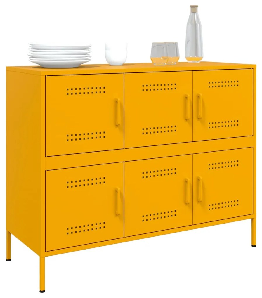 Credenza giallo senape 100,5x39x79 cm acciaio laminato a freddo