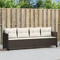 Lettino Prendisole con Cuscini Marrone in Polyrattan 368327