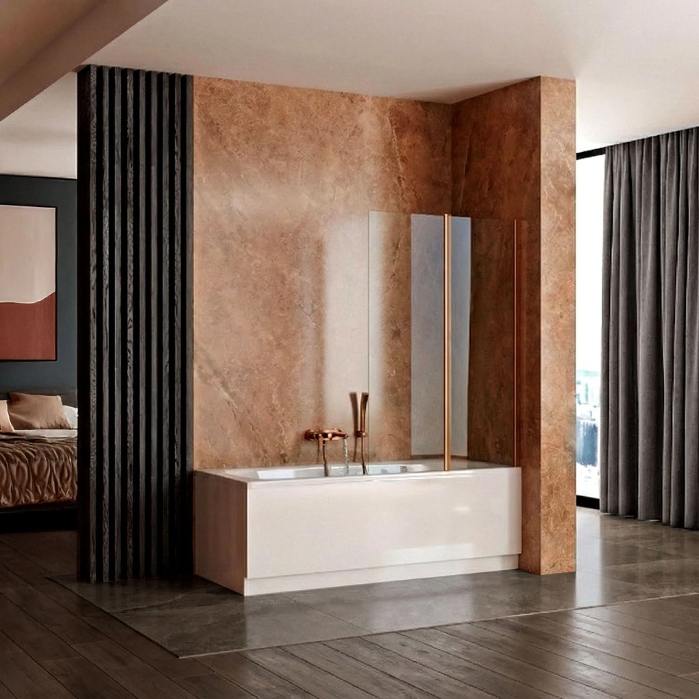 Schermo vasca pieghevole Rea Agat-2 100 Brush Copper