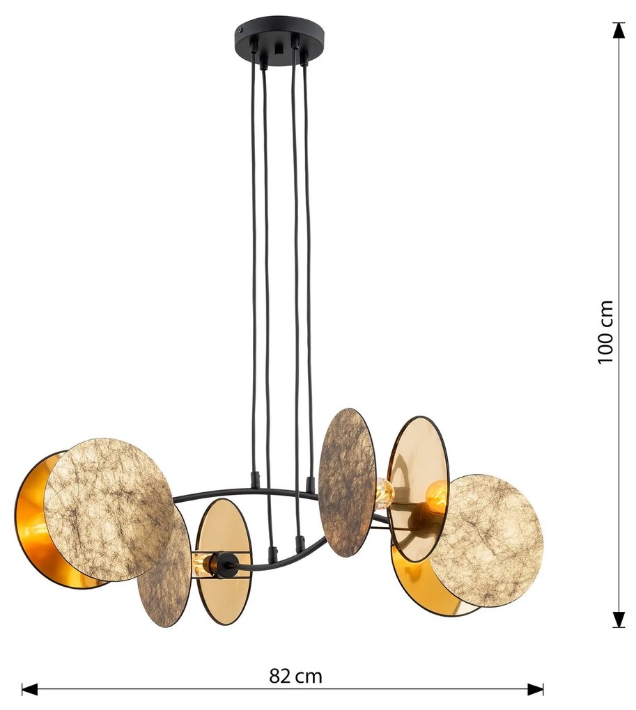 Lampada A Sospensione 4 Luci Moderna Motif In Acciaio Effetto Marmo Bianco