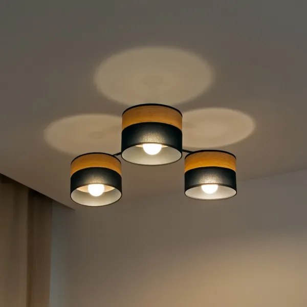 Plafoniera ALBA 3xE27/15W/230V Ø 66 cm nero/marrone