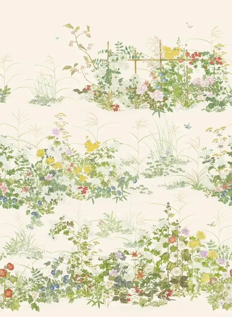 Cole & Son Carta da parati Scenic Flora - Natural/ White