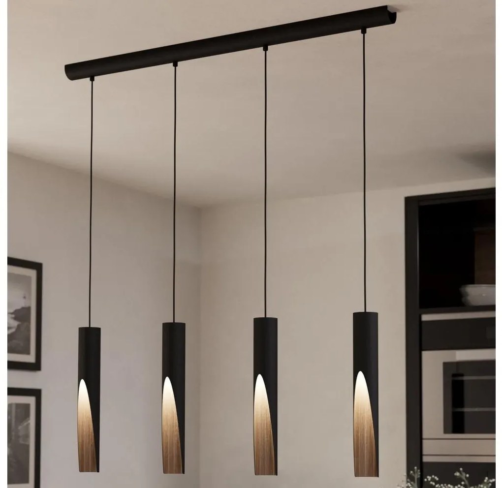 Eglo 901733 - Lampadario LED a sospensione con filo BARBOTTO 4xGU10/4,5W/230V 3000K nero/marrone
