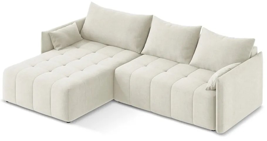 Divano angolare beige allungabile/con contenitore (con penisola a sinistra/con chaise lounge) Moku – Makamii