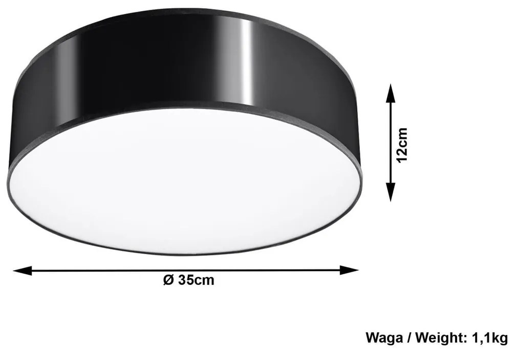 Plafoniera da Soffitto Tonda in PVC 2xE27 ARENA 35 Nera da interno