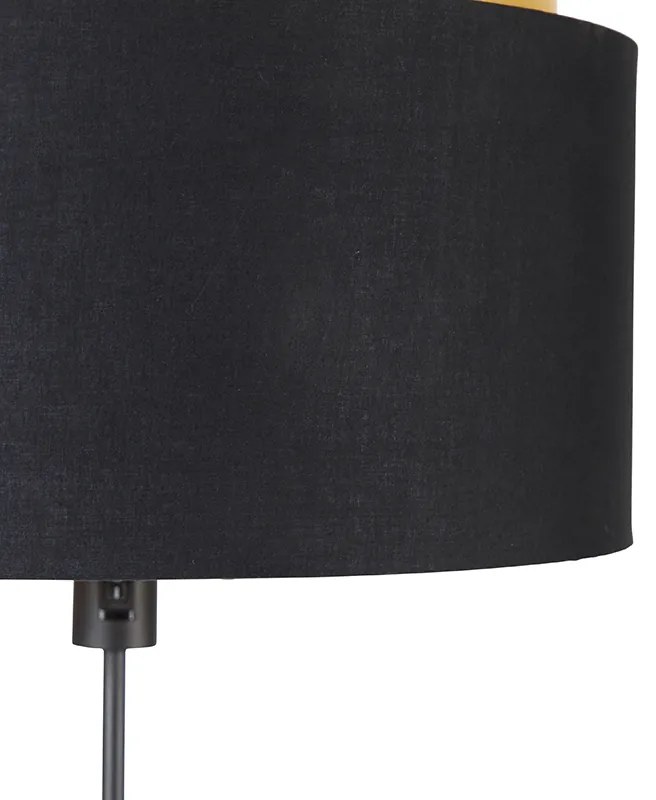 Lampada da terra moderna nera con doppio paralume dorato - Parte