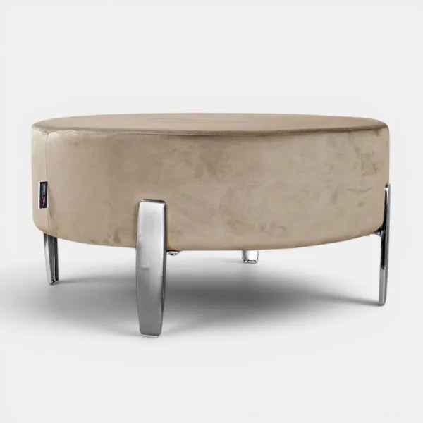 Pouf Rotondo in Velluto Beige con Piedini 70 cm - Giotto