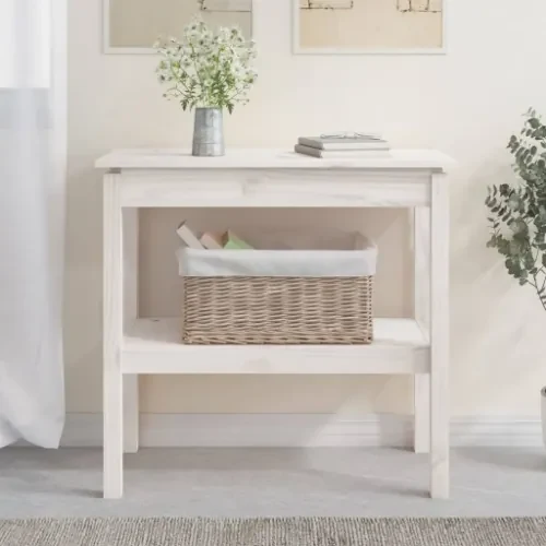 vidaXL Tavolo Consolle Bianco 114x40x75 cm in Legno Massello di