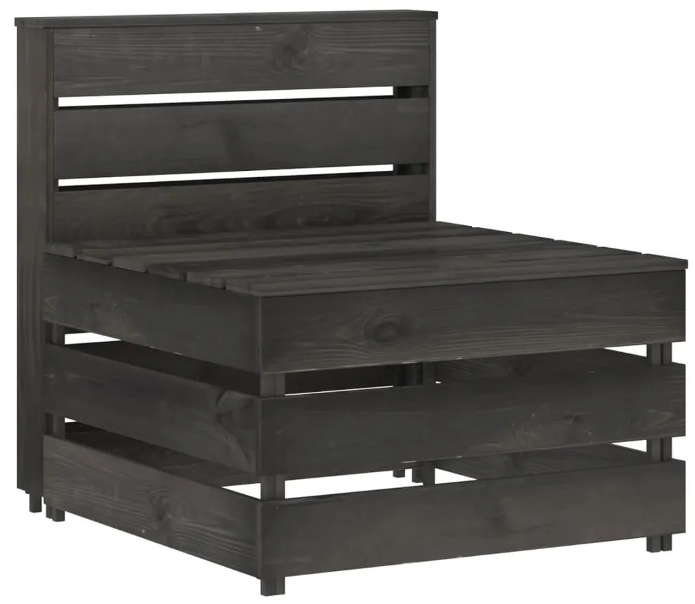 Set Salotto da Giardino 8 pz in Legno di Pino Impregnato Grigio