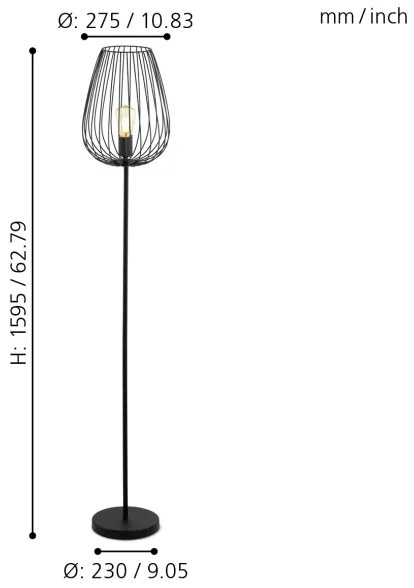 Eglo 49474 - Lampada da terra NEWTOWN 1xE27/60W/230V