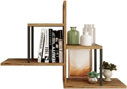 Mensola Libreria A Parete Industrial In Ferro E Legno 89x22x62H Voyage